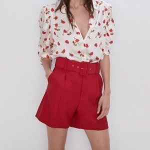 Zara High waisted belted shorts